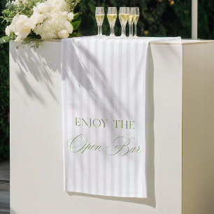 Sage Green & Beige Stripe Wedding Open Bar Banner