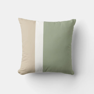 Sage Green Beige White Colour Block Minimalist  Throw Pillow