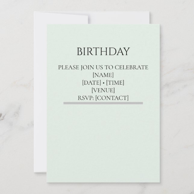 Sage Green Birthday Invitation Template | Editable (Front)