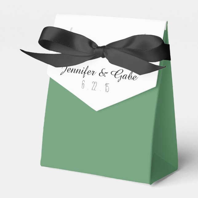 Sage Green Black and White Wedding Favour Box (Front Side)