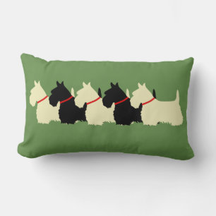 Sage green / black/wheaten/ Scottish Terrier dog Lumbar Pillow