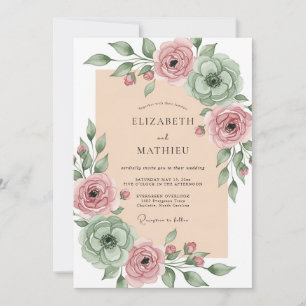 Sage Green Blissful Spring Wedding Invitation