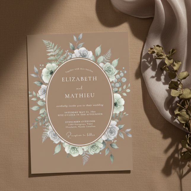 Sage Green Blossom Wedding Invitation (Creator Uploaded)