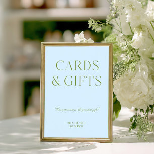 Sage Green & Blue Cards & Gifts Wedding Sign