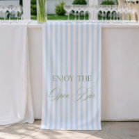 Sage Green & Blue Stripe Wedding Open Bar Banner