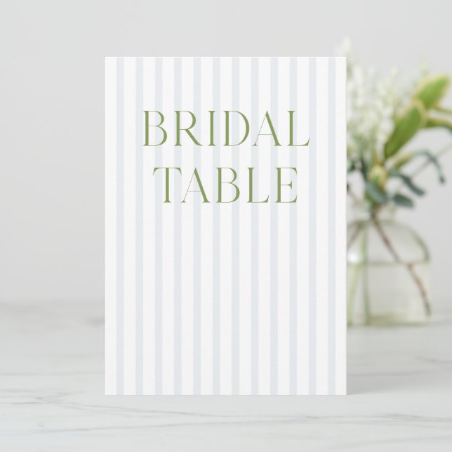 Sage Green & Blue Wedding Bridal Table Number (Standing Front)
