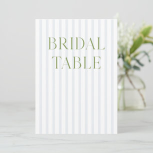 Sage Green & Blue Wedding Bridal Table Number