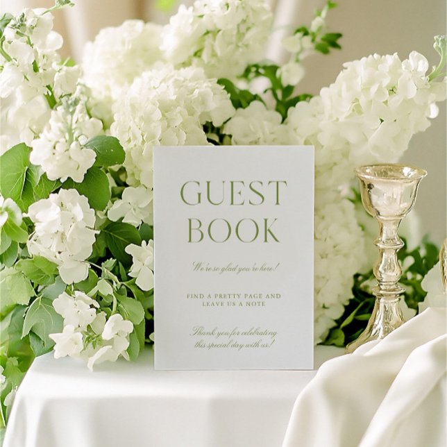 Sage Green & Blue Wedding Guest Book Sign Invitation (Sage Green & Blue Wedding Guest Book Sign)