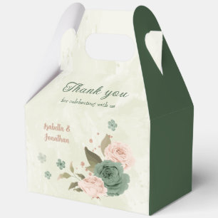 sage green blush floral wedding favor box