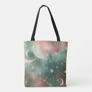 Sage Green Blush Moon Earthy Aesthetic Tote Bag