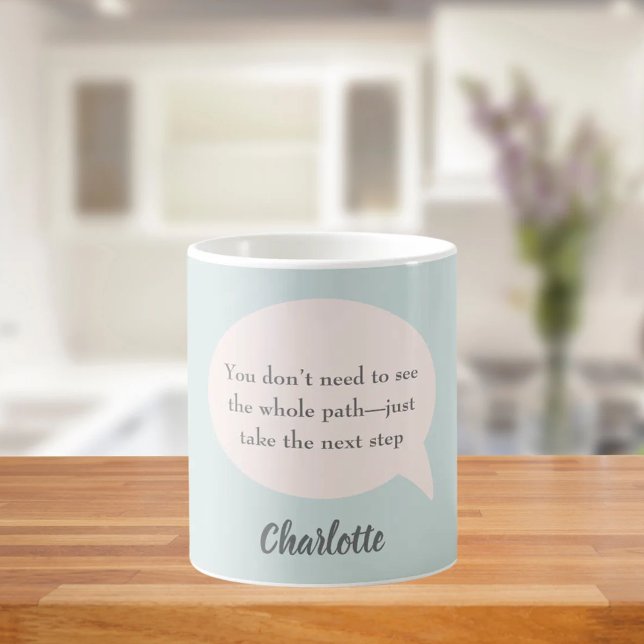 Sage green blush pink inspirational goal quote coffee mug (Creator Uploaded)