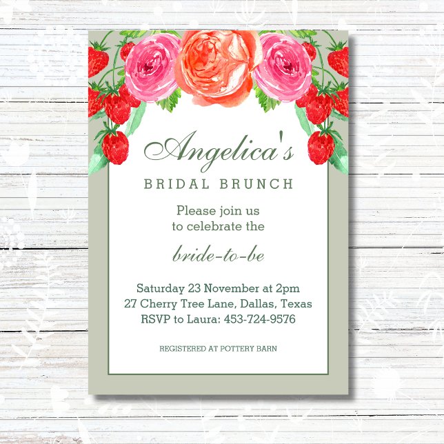 Sage Green Blush Pink Peach Peony Bridal Brunch Invitation (Creator Uploaded)