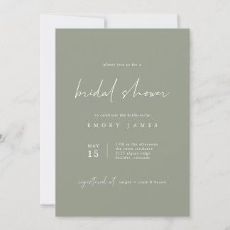 Sage Green Bohemian Bridal Shower Invitation