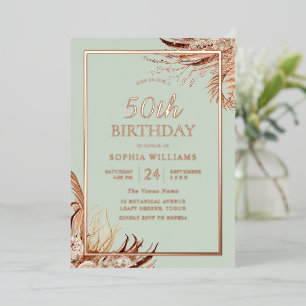 Sage Green Boho 50th Birthday Party Real Rose Gold
