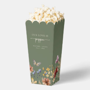 Sage Green Boho Butterfly Popcorn Favor Box
