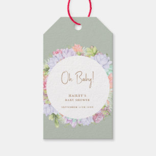 Sage Green Boho Cactus Desert Oh Baby Shower  Gift Tags