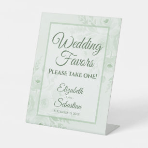 Sage Green Boho Chic Floral Wedding Favours Sign