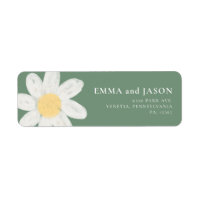 Sage Green Boho Daisy Floral Return Address Label