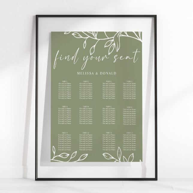 Sage Green Boho Floral Wedding Seating Chart (Creator Uploaded)