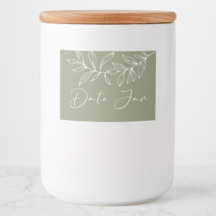 Sage Green Boho Flowers Date Night Jar Food Label