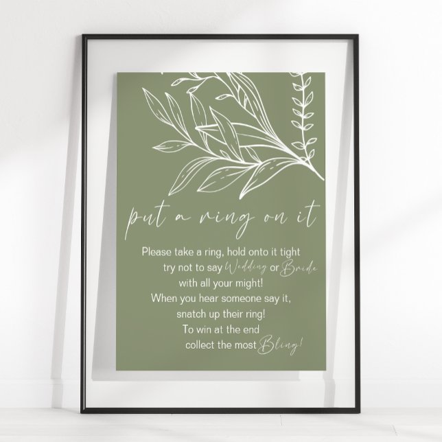 Sage Green Boho Flowers Put A Ring On It Game Poster (Creator Uploaded)