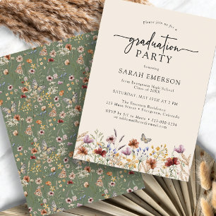 Sage Green Boho Graduation Invitation