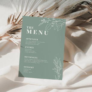 Sage Green Boho Menu Mariage avec des oeuvres d'ar