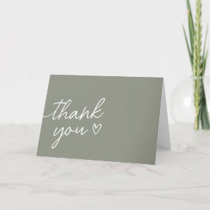 Sage Green Boho Minimalist Thank You Card