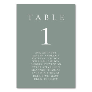 Sage Green Boho Minimaliste Siège Numéro de table