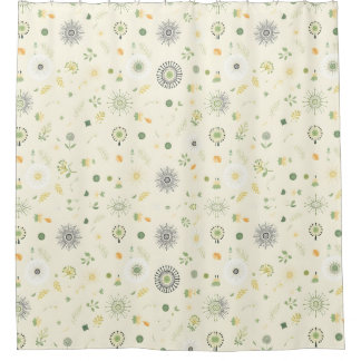 Sage Green Boho Shower Curtain