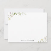 Sage Green Boho Wildflower Personalized Stationery Card (Front)