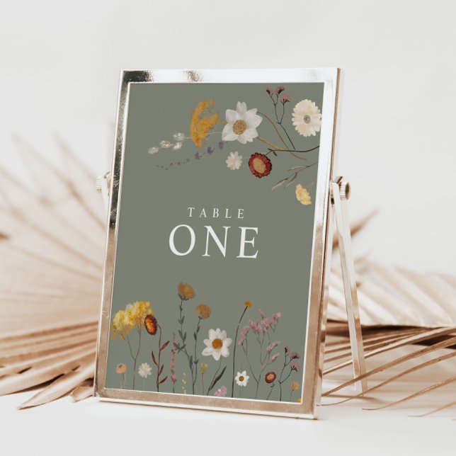 Sage Green Boho Wildflower Table Number Cards (Creator Uploaded)