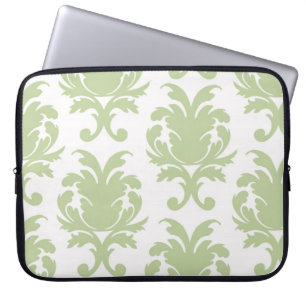 sage green bold large damask pattern laptop sleeve