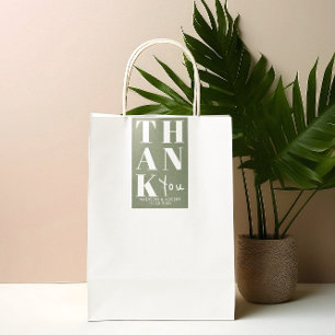 Sage Green Bold Simple Thank You Wedding Favour Sticker