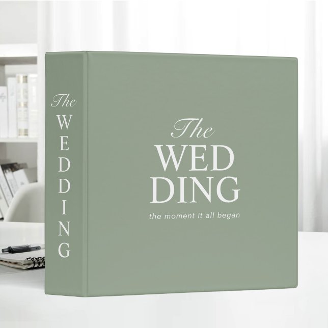 Sage Green Bold Wedding Typography Trendy Binder (Creator Uploaded)