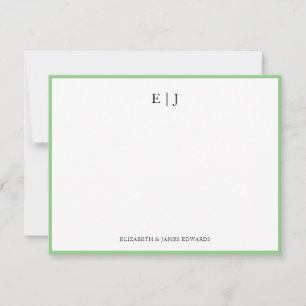 Sage Green Border Couple Monogram Initials Card
