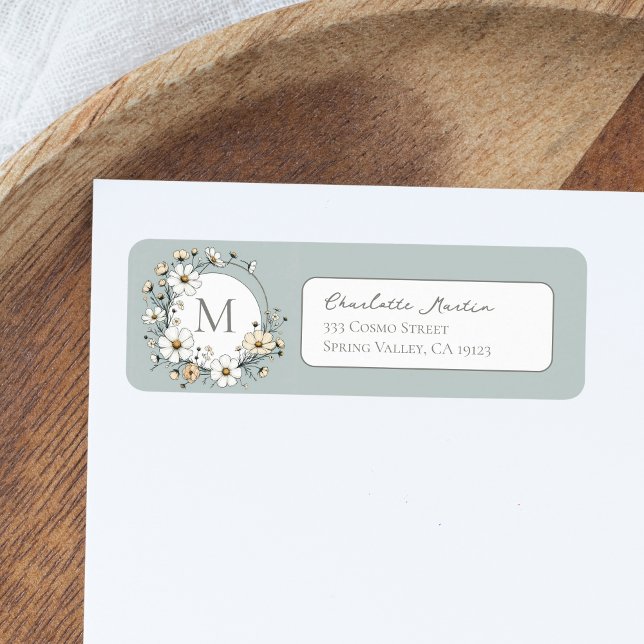 Sage Green Botanho Monogramme Retour Adresse (Créateur téléchargé)