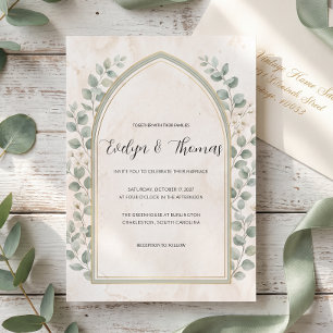 Sage Green Botanical Arch Garden Wedding Invitatio Invitation