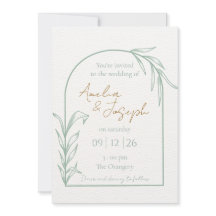 Sage Green Botanical Arch Wedding Invitation