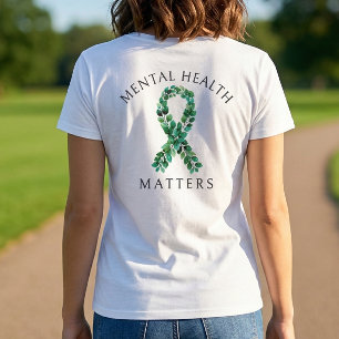 Sage Green Botanical Back Print Mental Health T-Shirt