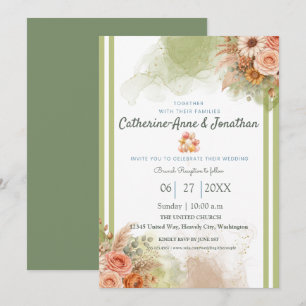 Sage Green Botanical Boho Wedding Invitation