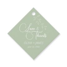 Sage Green & Botanical Diamond Favour Tag