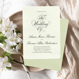 Sage Green Botanical Elegant Minimal Wedding Of  Invitation