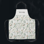 Sage green botanical elegant modern family gift apron<br><div class="desc">Sage green,  black,  brown green and grey elegant modern foliage eucalyptus watercolor botanical natural Christmas holiday gift personalised apron design. Simple,  clean elegant minimal design.</div>