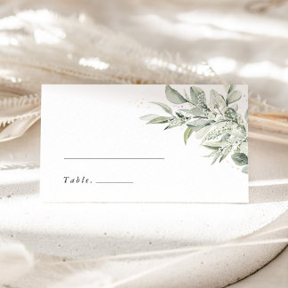 Sage Green Botanical Elegant Wedding Place Cards