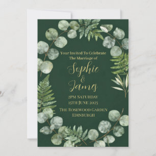 Sage Green Botanical Eucalyptus Wedding Invitation