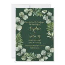 Sage Green Botanical Eucalyptus Wedding Invitation