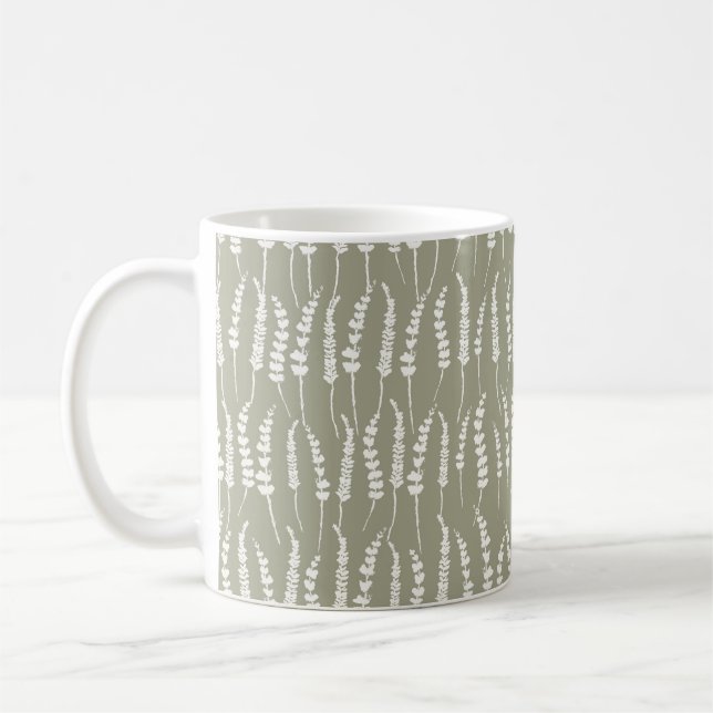 Sage Green Botanical Ferns Coffee Mug (Left)
