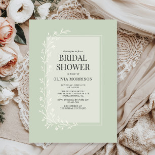 Sage Green Botanical Floral Bridal Shower Invitation