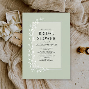 Sage Green Botanical Floral Bridal Shower Silver